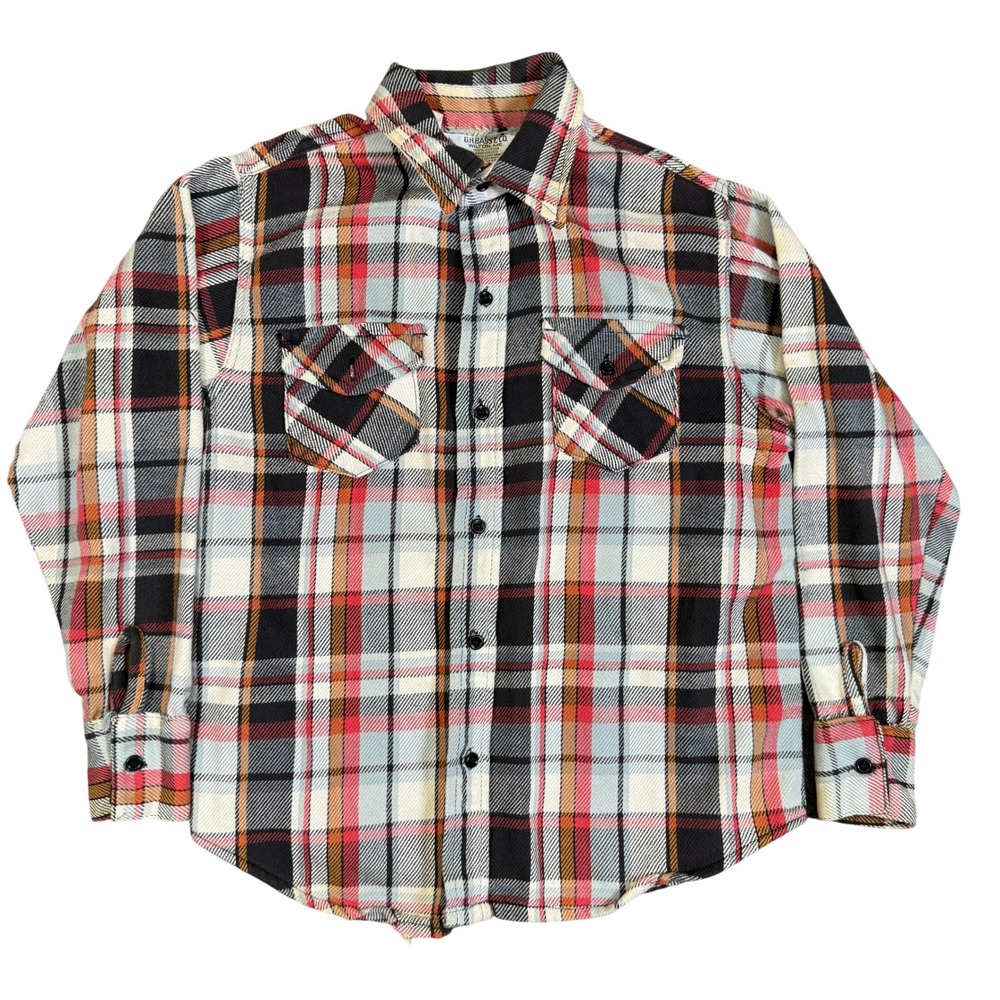 Vintage GH Bass Plaid Flannel Shirt USA Made Red Black White XL Size 16